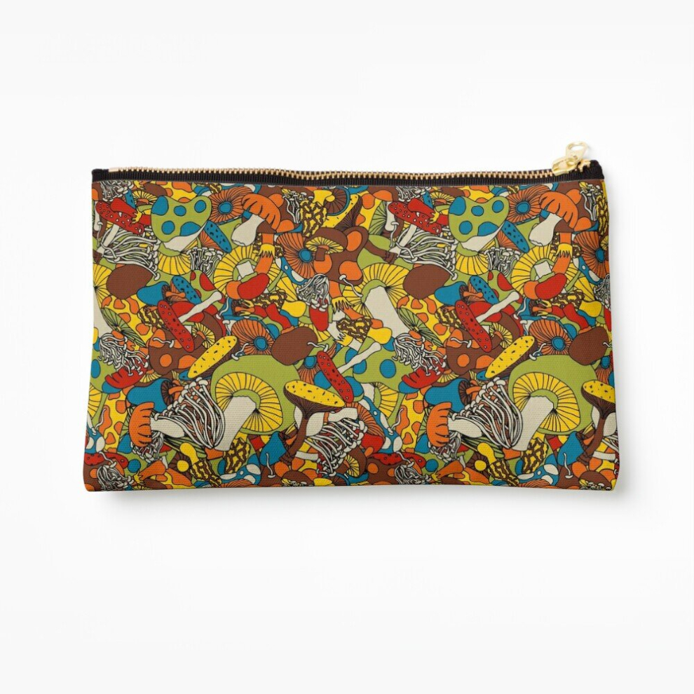 Whibos Makeup Bag 70S Psychedelic Mushroom Cosmetic Organizer Tyvek Paper Bags Zipper Pouch