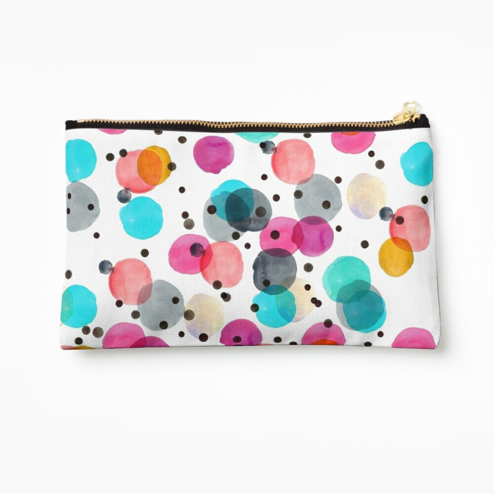 Whibos Makeup Bag Festive Dots Cosmetic Organizer Tyvek Paper Bags Zipper Pouch