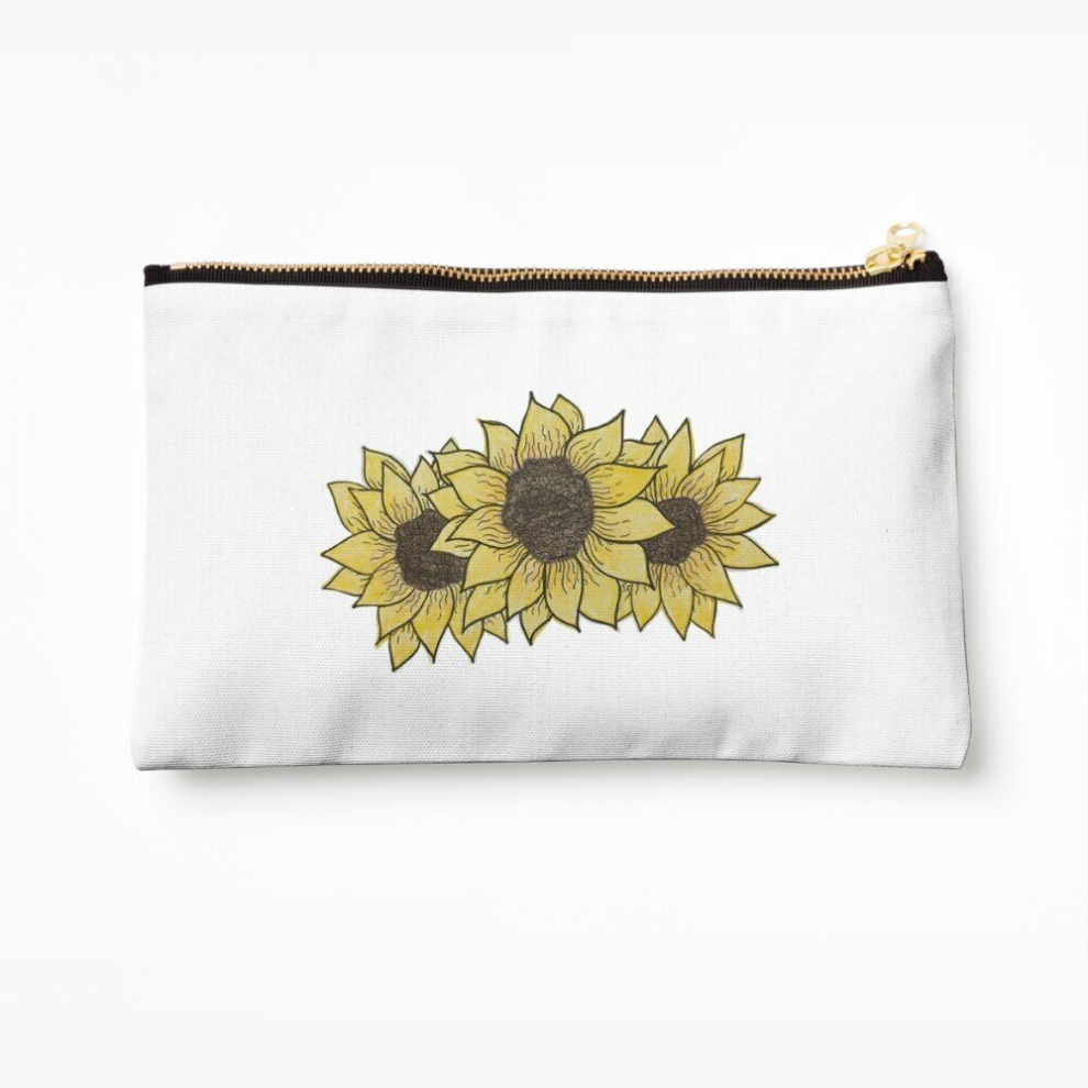 Whibos Makeup Bag Three Sunflowers Cosmetic Organizer Tyvek Paper Bags Zipper Pouch
