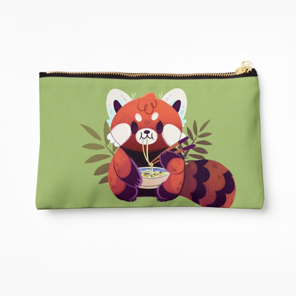 Whibos Red Makeup Bag Panda Eating Ramen Cosmetic Organizer Tyvek Paper Bags Zipper Pouch