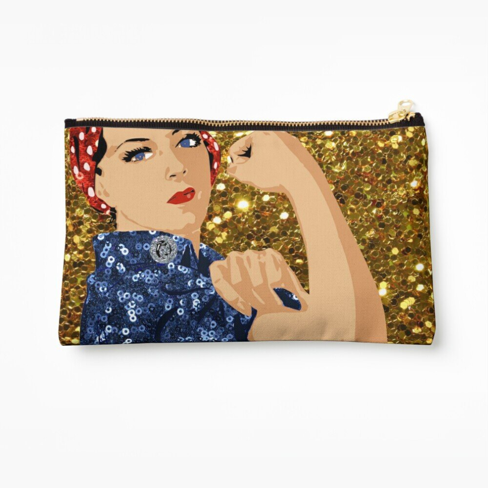 Whibos Makeup Bag Glitter Rosie The Riveter Cosmetic Organizer Tyvek Paper Bags Zipper Pouch