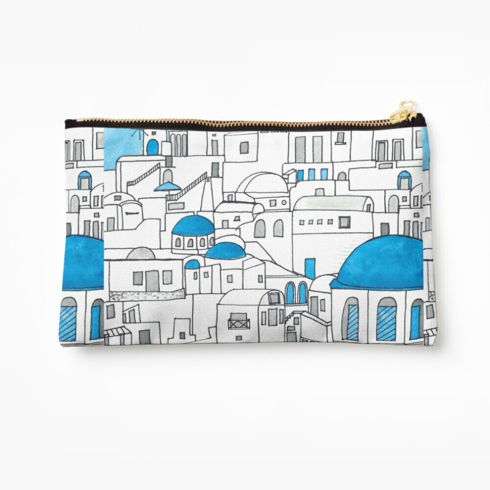 Whibos Blue/White Makeup Bag Santorini And Paradise Cosmetic Organizer Tyvek Paper Bags Zipper Pouch