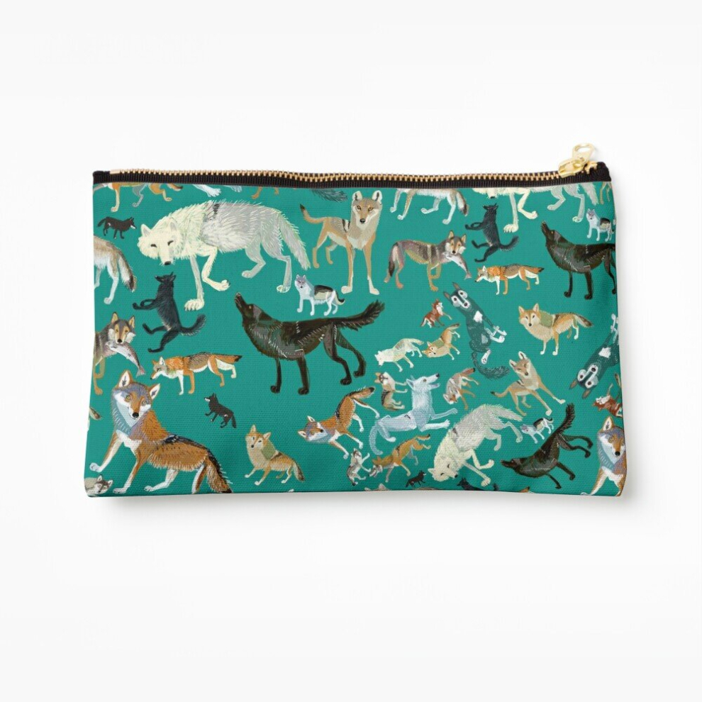 Whibos Green Makeup Bag Wolves Of The World ( Pattern) Cosmetic Organizer Tyvek Paper Bags Zipper Pouch