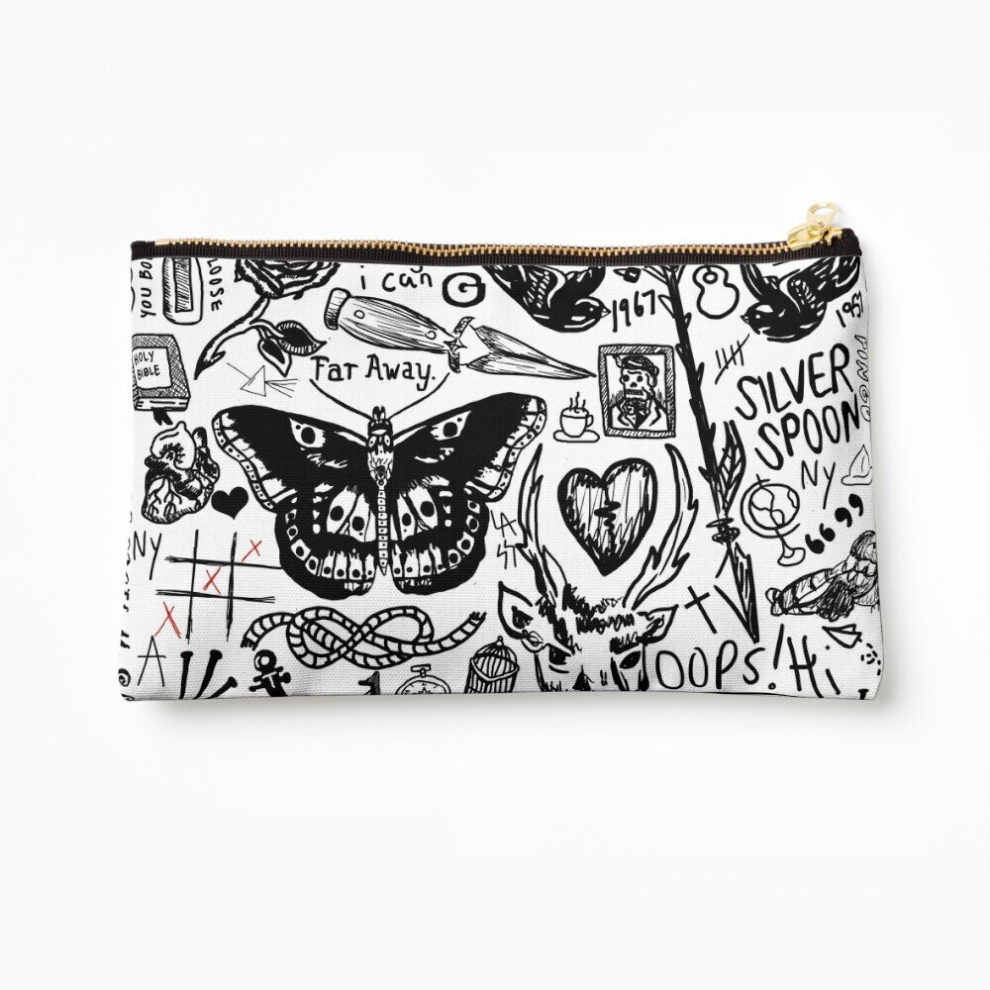 Whibos Makeup Bag Tattoos Collage Cosmetic Organizer Tyvek Paper Bags Zipper Pouch
