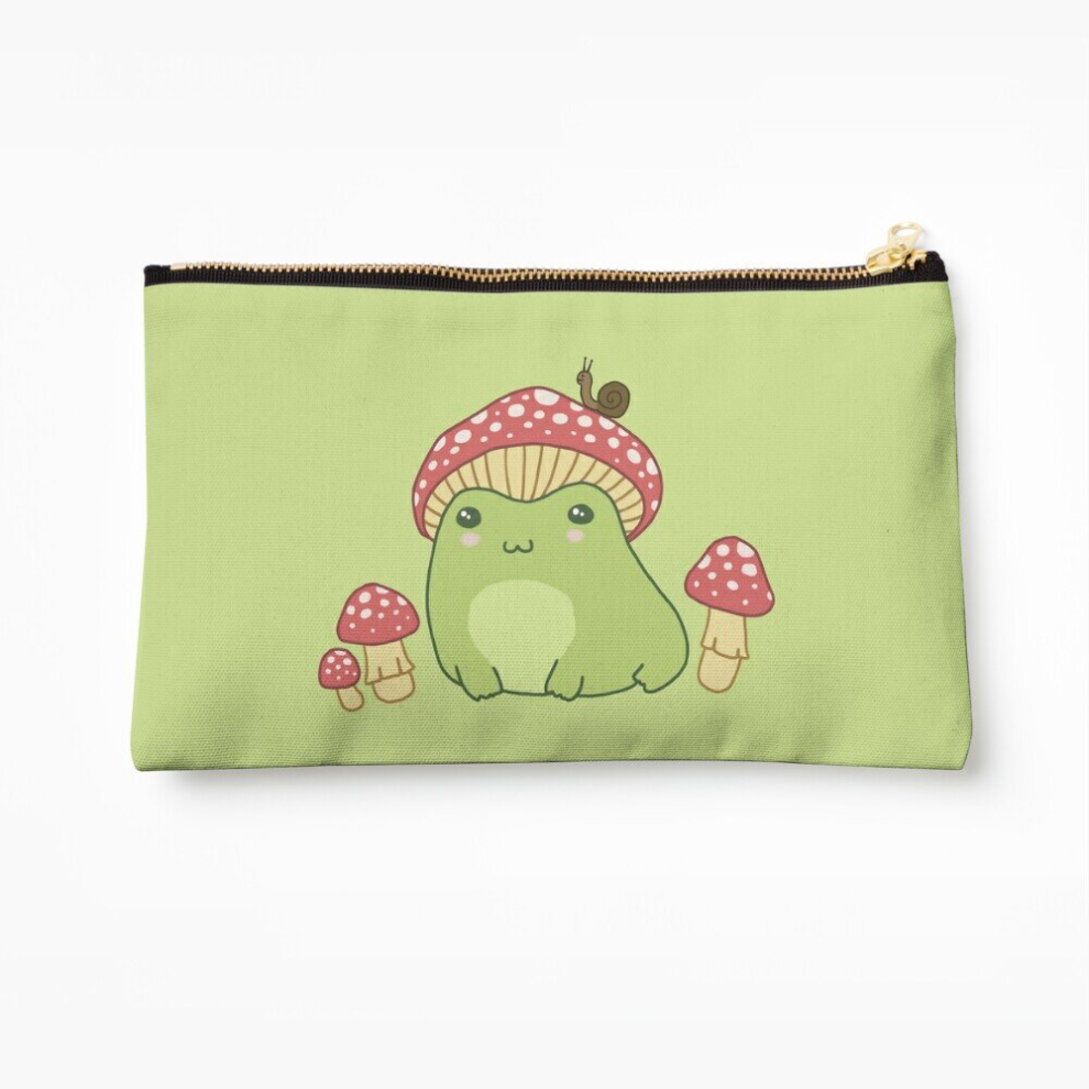 Whibos Makeup Bag Kawaii Frog With Toadstool Mushroom Hat And Snail - Cottagecore Aesthetic Forg Cosmetic Organizer Tyvek Paper Bags Zipper Pouch