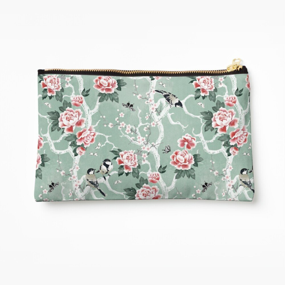 Whibos Green Makeup Bag Chinoiserie Birds In Cosmetic Organizer Tyvek Paper Bags Zipper Pouch