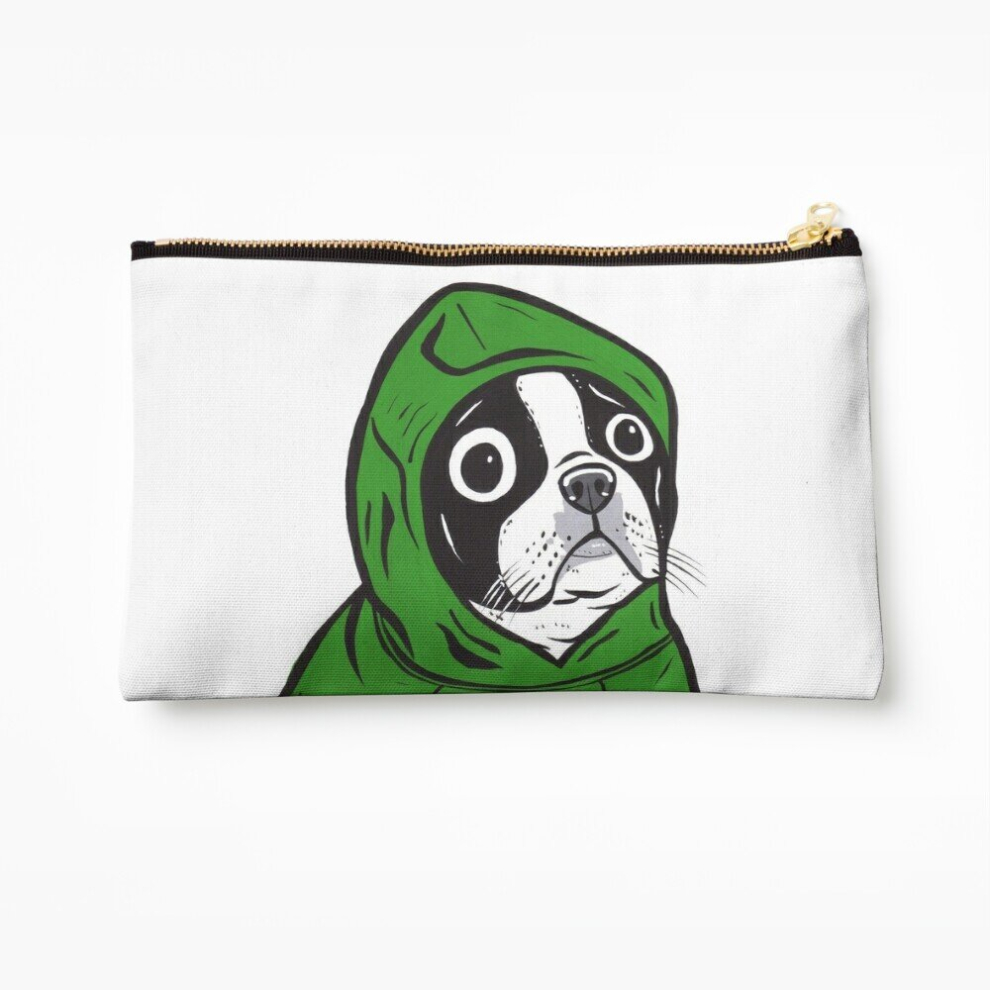 Whibos Green Makeup Bag Boston Terrier Hoodie Cosmetic Organizer Tyvek Paper Bags Zipper Pouch