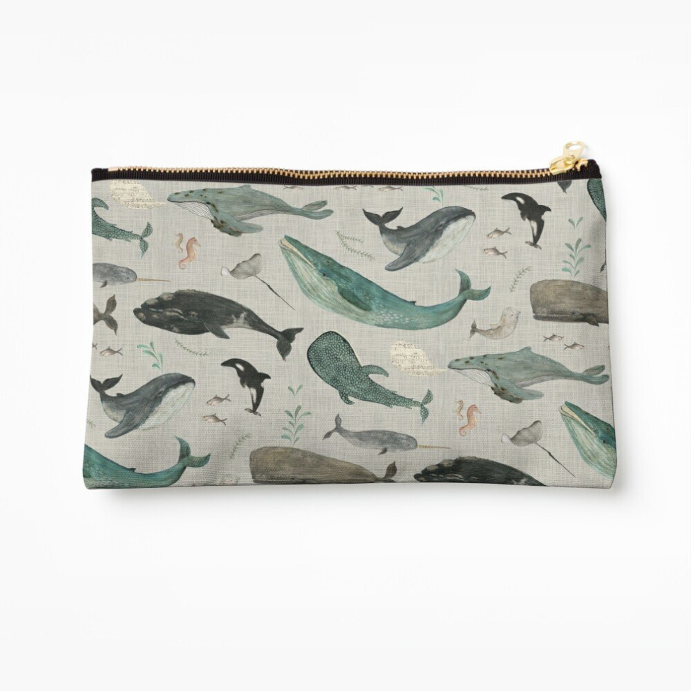 Whibos Gray Makeup Bag Whale Song Cosmetic Organizer Tyvek Paper Bags Zipper Pouch