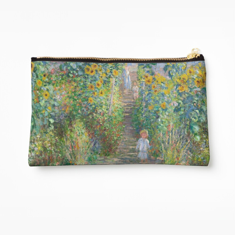 Whibos Makeup Bag Claude Monet, The Artist's Garden At Vã©Theuil, 1881 Painting Cosmetic Organizer Tyvek Paper Bags Zipper Pouch