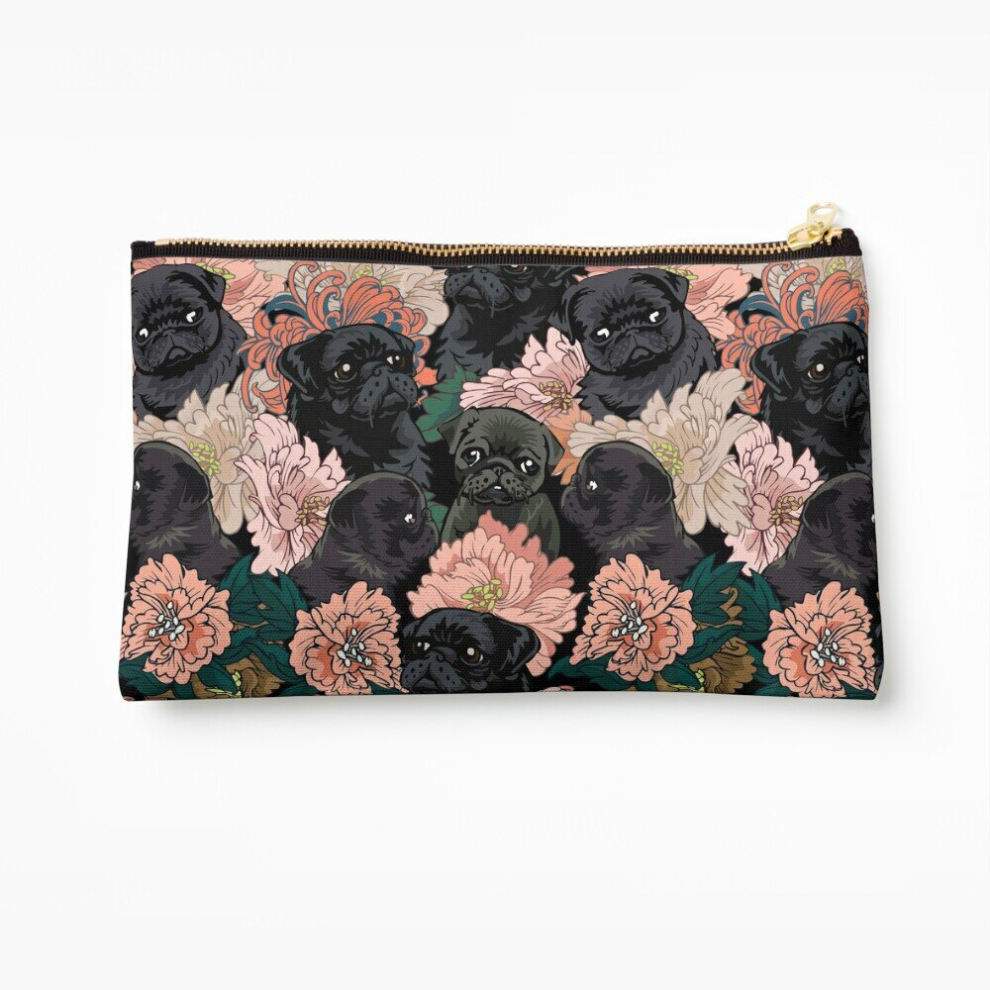 Whibos Black Makeup Bag Because Pug Cosmetic Organizer Tyvek Paper Bags Zipper Pouch