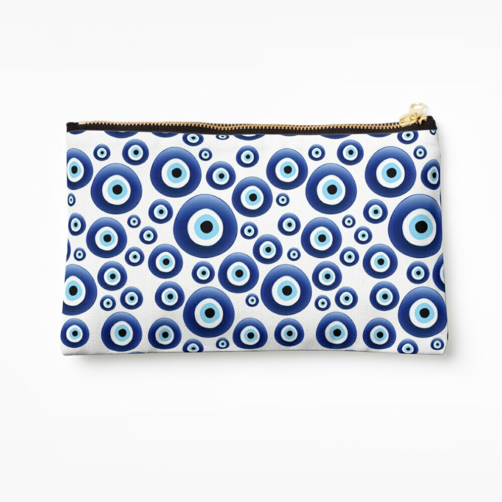 Whibos Makeup Bag Mediterranean Evil Eye Protection Cosmetic Organizer Tyvek Paper Bags Zipper Pouch
