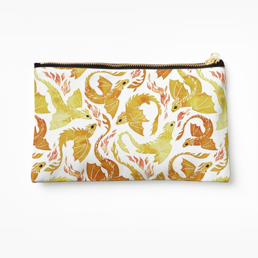Whibos Yellow Makeup Bag Dragon Fire Cosmetic Organizer Tyvek Paper Bags Zipper Pouch