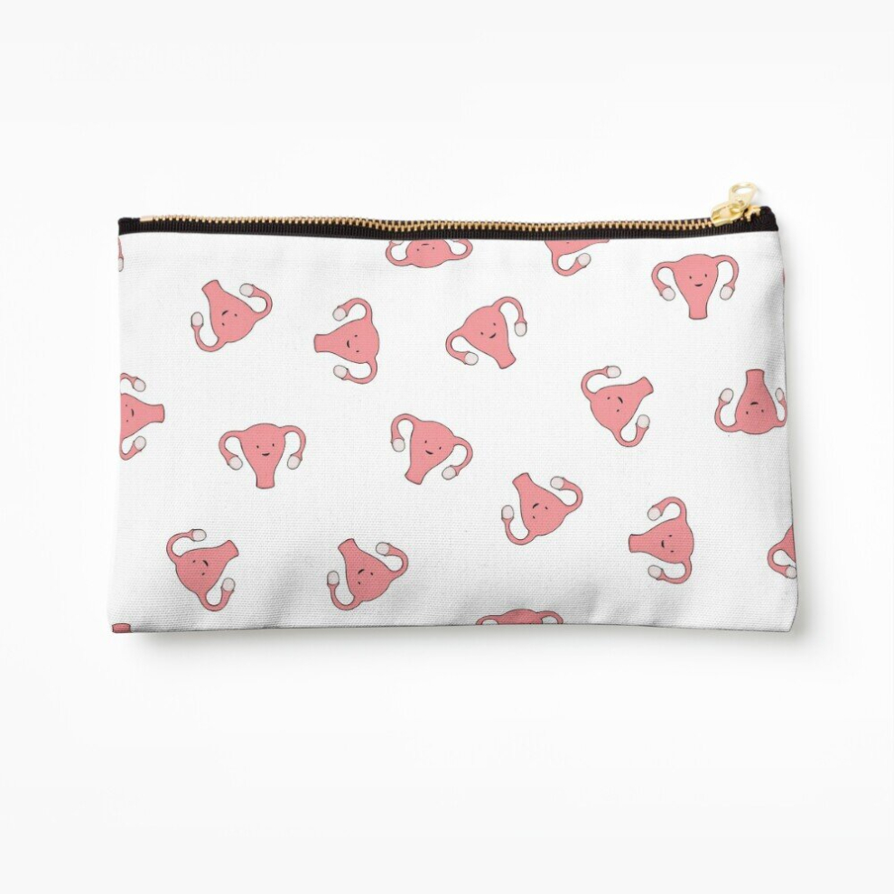 Whibos White Makeup Bag Crazy Happy Uterus In Large Cosmetic Organizer Tyvek Paper Bags Zipper Pouch