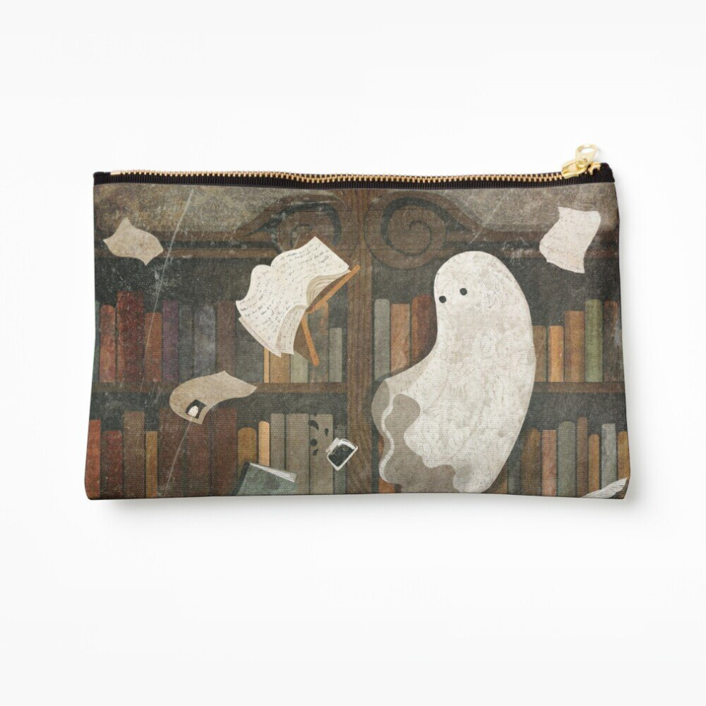 Whibos Makeup Bag There's A Poltergeist In The Library Again... Cosmetic Organizer Tyvek Paper Bags Zipper Pouch