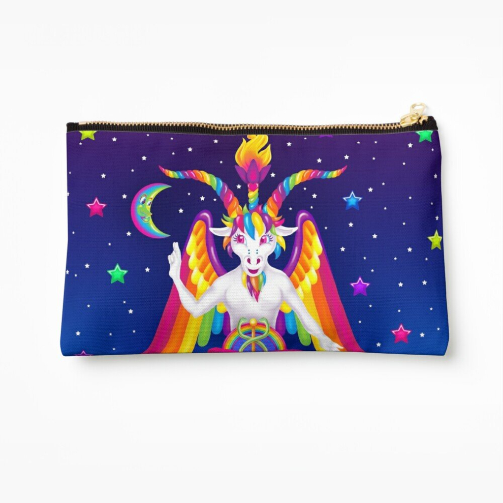Whibos Makeup Bag 1997 Neon Rainbow Baphomet Cosmetic Organizer Tyvek Paper Bags Zipper Pouch