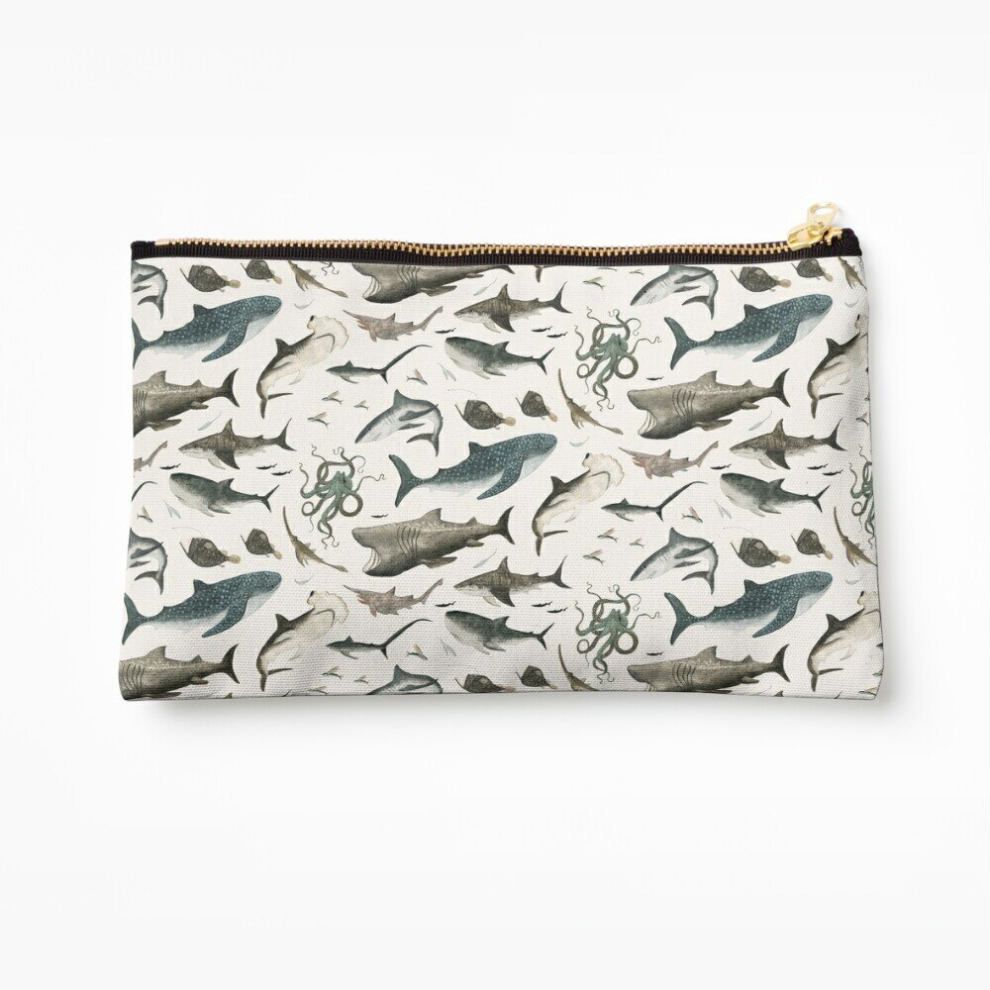 Whibos Makeup Bag Sharks Cosmetic Organizer Tyvek Paper Bags Zipper Pouch