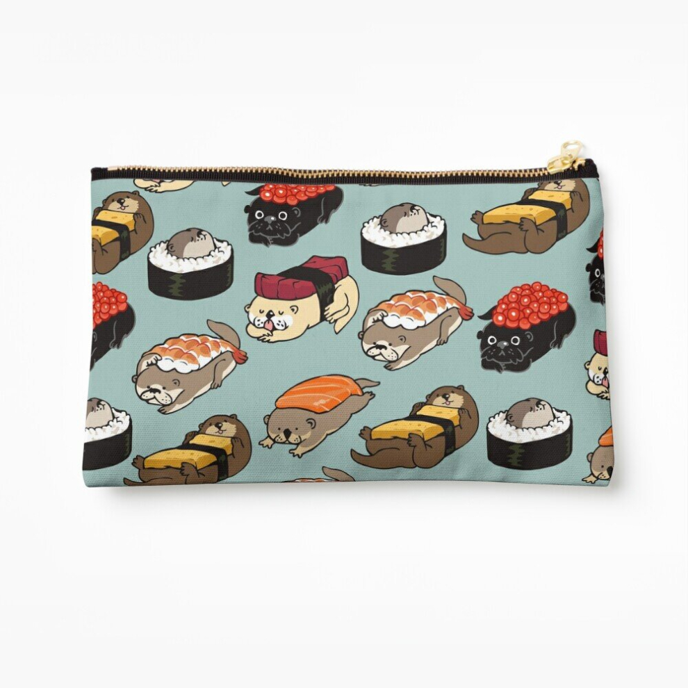 Whibos Makeup Bag Sushi Otter Cosmetic Organizer Tyvek Paper Bags Zipper Pouch
