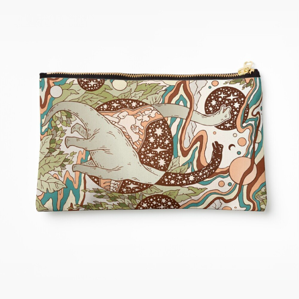 Whibos Makeup Bag Jurassic Portal Retro Rainbow Palette Dinosaur Science Fiction Art Cosmetic Organizer Tyvek Paper Bags Zipper Pouch