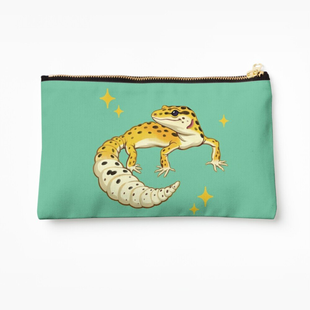 Whibos Makeup Bag Sparkly Leopard Gecko Cosmetic Organizer Tyvek Paper Bags Zipper Pouch