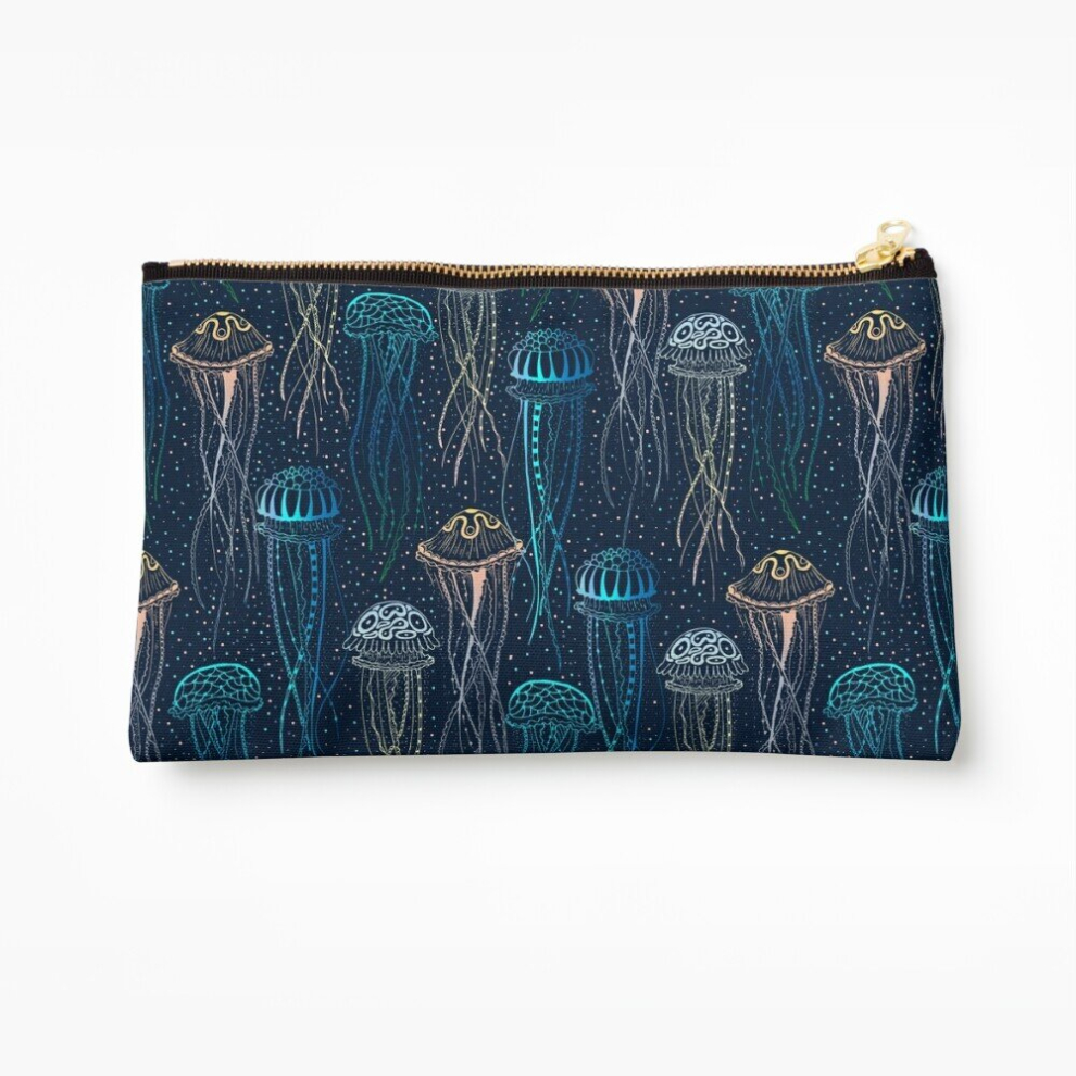 Whibos Makeup Bag Jellyfish Cosmetic Organizer Tyvek Paper Bags Zipper Pouch