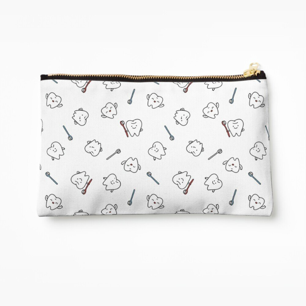 Whibos Makeup Bag Funny Teeth. Cute Tooth Art. Dentist Pattern Design. Cosmetic Organizer Tyvek Paper Bags Zipper Pouch