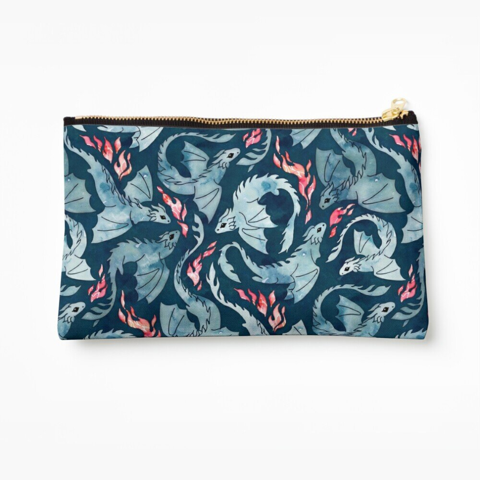 Whibos Dark/Blue Makeup Bag Dragon Fire Cosmetic Organizer Tyvek Paper Bags Zipper Pouch
