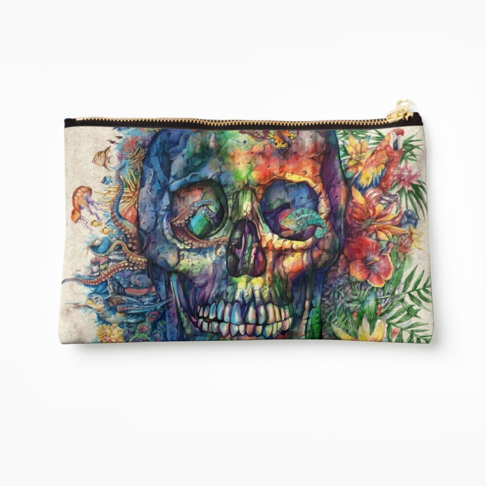 Whibos Makeup Bag Skull Cosmetic Organizer Tyvek Paper Bags Zipper Pouch