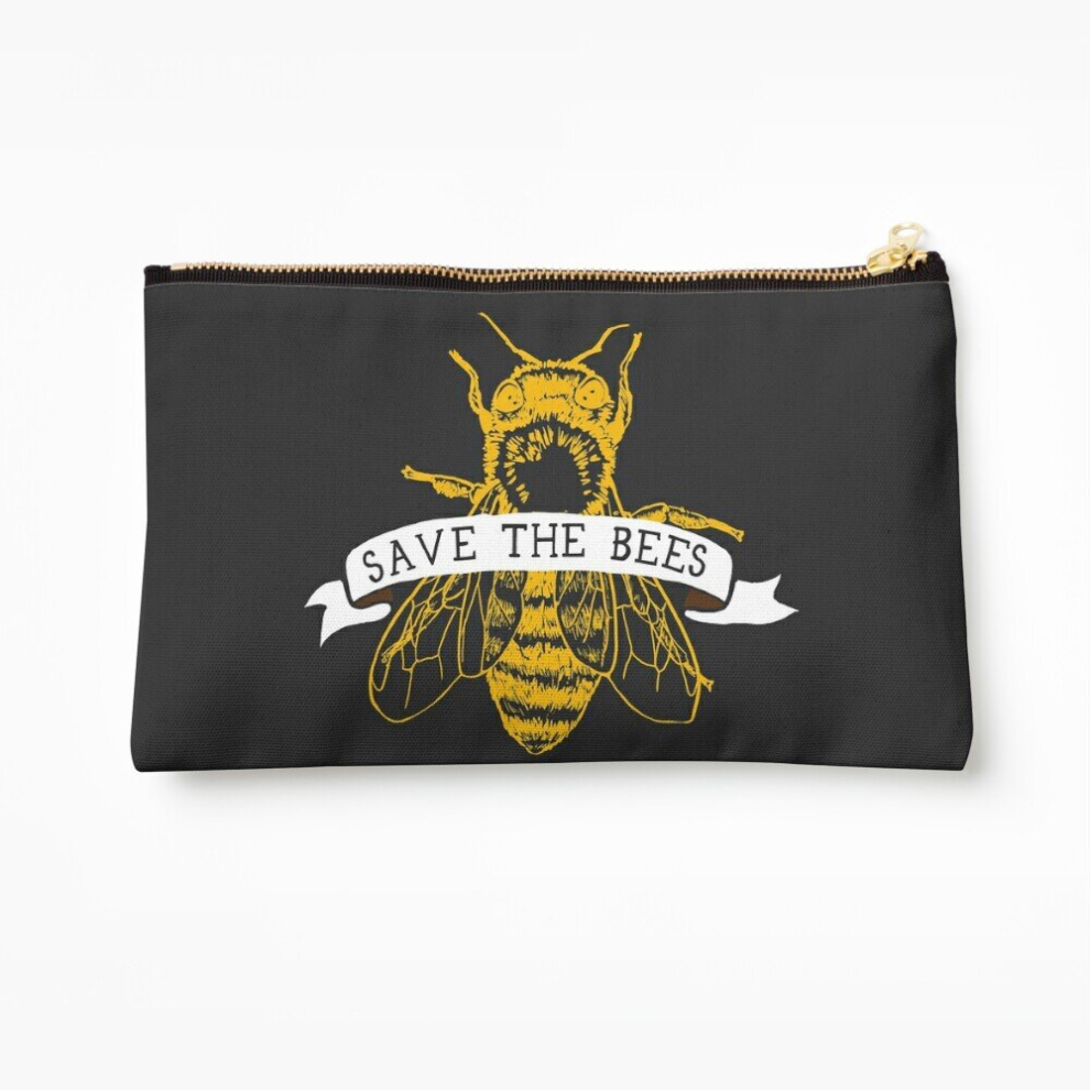 Whibos Dark Makeup Bag Save The Bees! (Dark) Cosmetic Organizer Tyvek Paper Bags Zipper Pouch