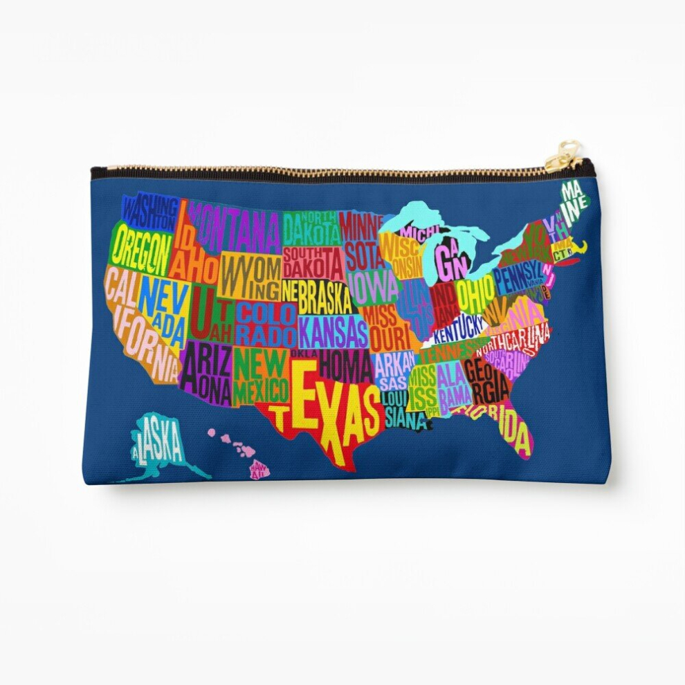 Whibos Makeup Bag United States Color Word Cloud Cosmetic Organizer Tyvek Paper Bags Zipper Pouch