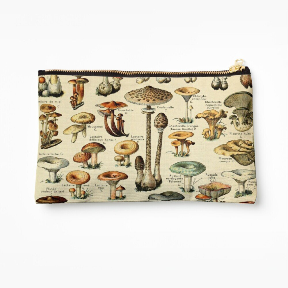 Whibos Makeup Bag Mushrooms Cosmetic Organizer Tyvek Paper Bags Zipper Pouch
