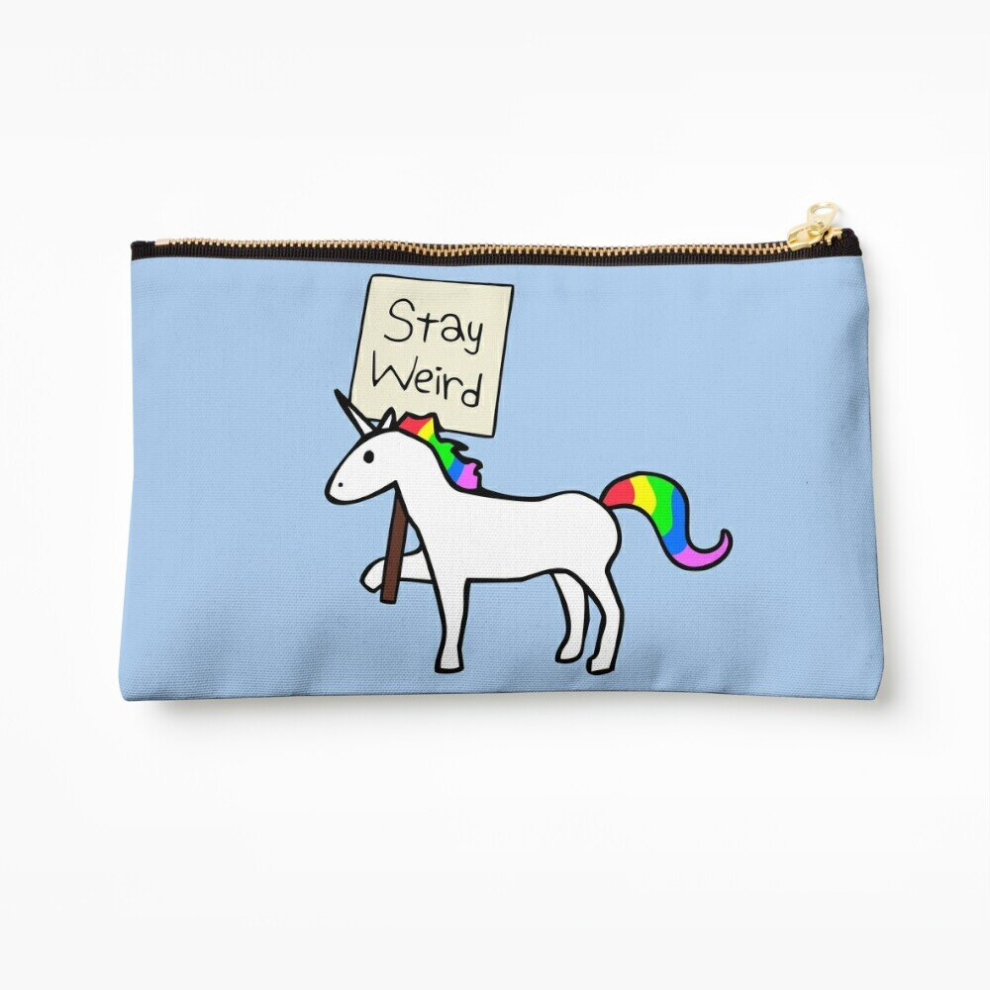 Whibos Makeup Bag Stay Weird, Unicorn Cosmetic Organizer Tyvek Paper Bags Zipper Pouch