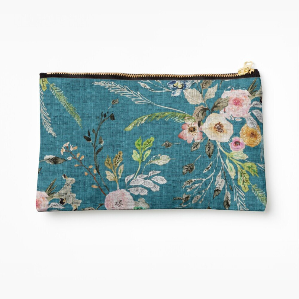 Whibos Makeup Bag La Boheme Teal Floral Cosmetic Organizer Tyvek Paper Bags Zipper Pouch