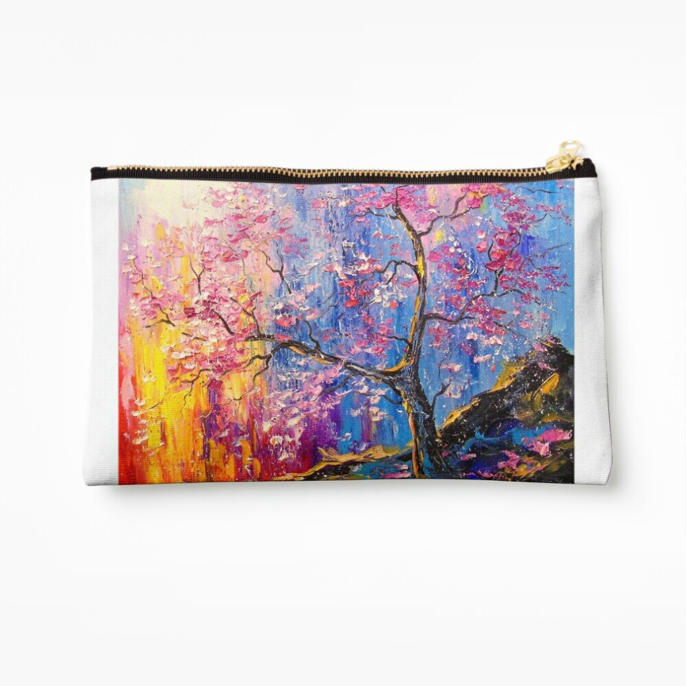 Whibos Makeup Bag Sakura Bloom Cosmetic Organizer Tyvek Paper Bags Zipper Pouch