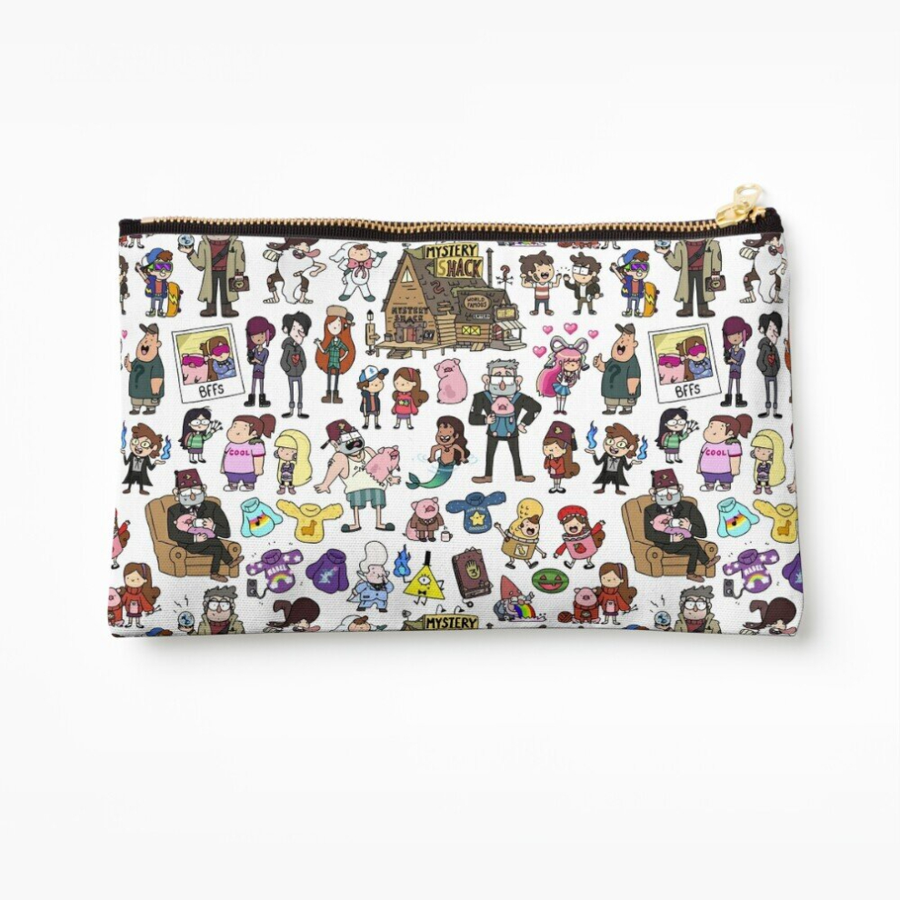 Whibos Makeup Bag Cute Gravity Falls Doodle Cosmetic Organizer Tyvek Paper Bags Zipper Pouch