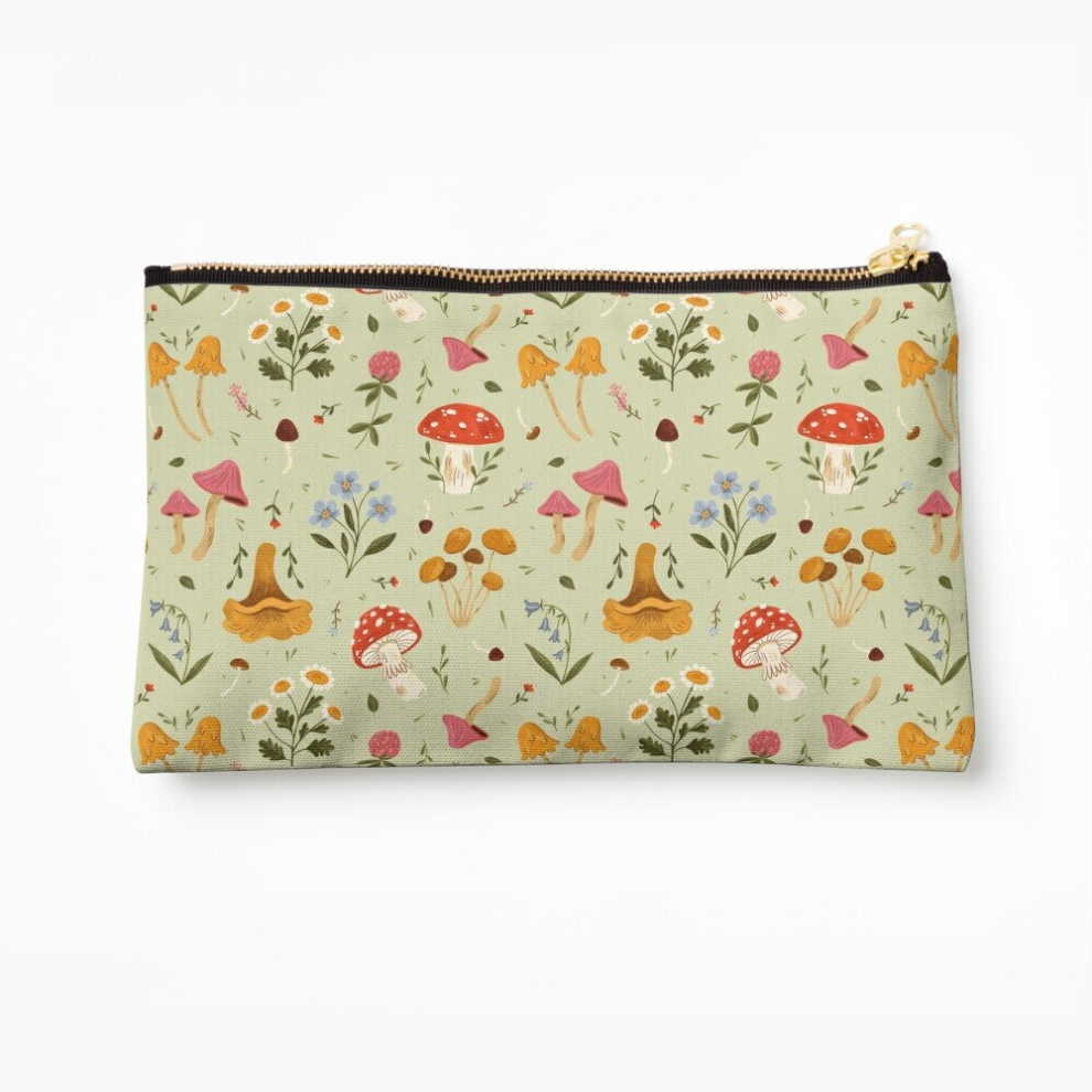 Whibos Makeup Bag Mushrooms And Wildflowers Cosmetic Organizer Tyvek Paper Bags Zipper Pouch