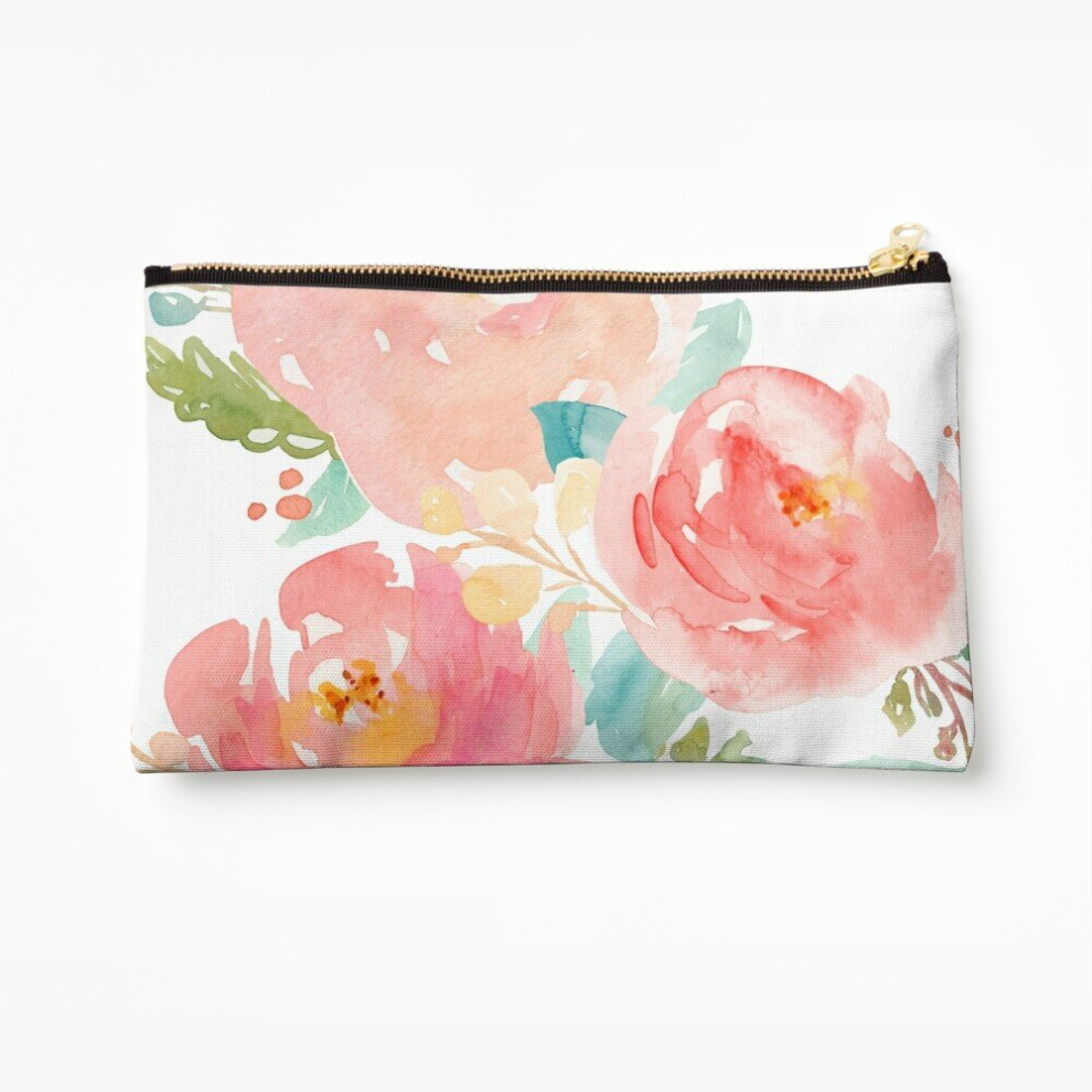 Whibos Makeup Bag Peonies Watercolor Bouquet Cosmetic Organizer Tyvek Paper Bags Zipper Pouch