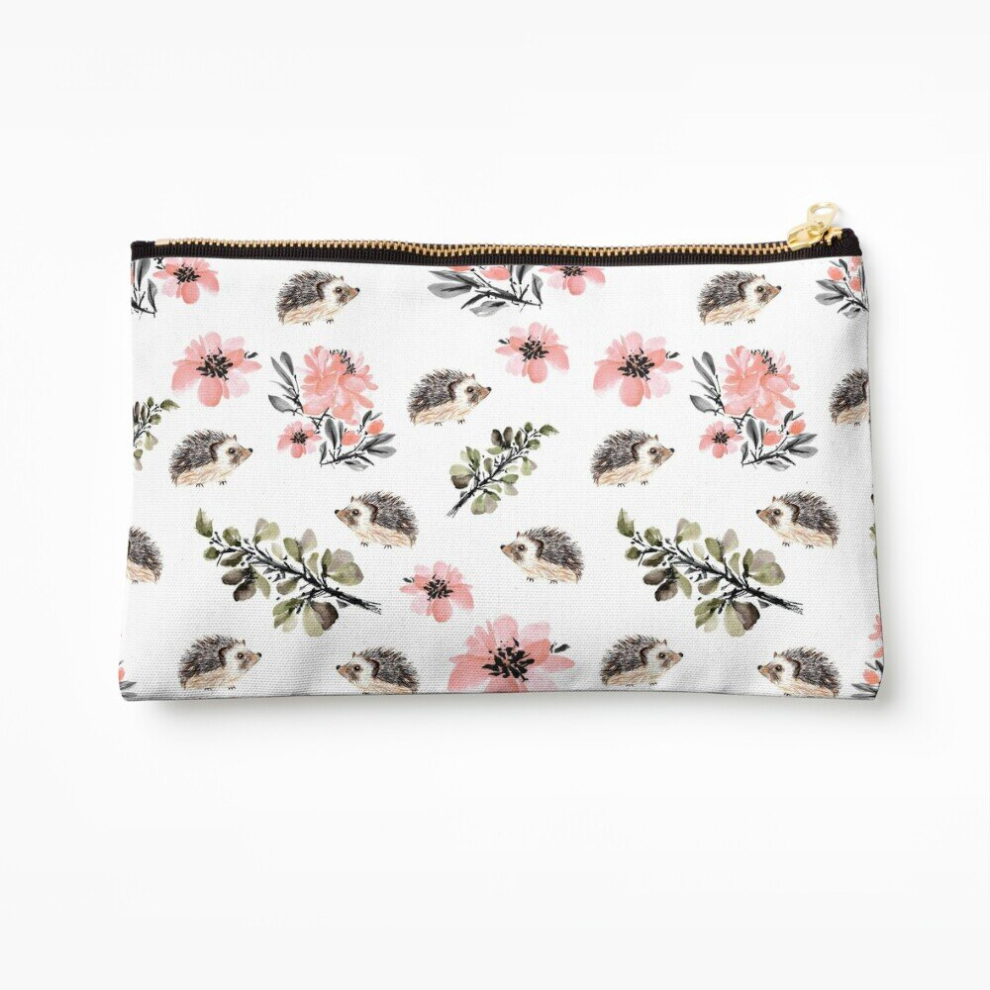 Whibos Makeup Bag Hedgehog Florals Cosmetic Organizer Tyvek Paper Bags Zipper Pouch