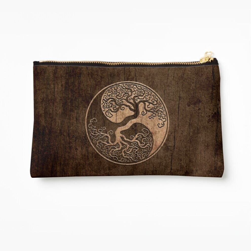 Whibos Grain Makeup Bag Rough Wood Effect Tree Of Life Yin Yang Cosmetic Organizer Tyvek Paper Bags Zipper Pouch