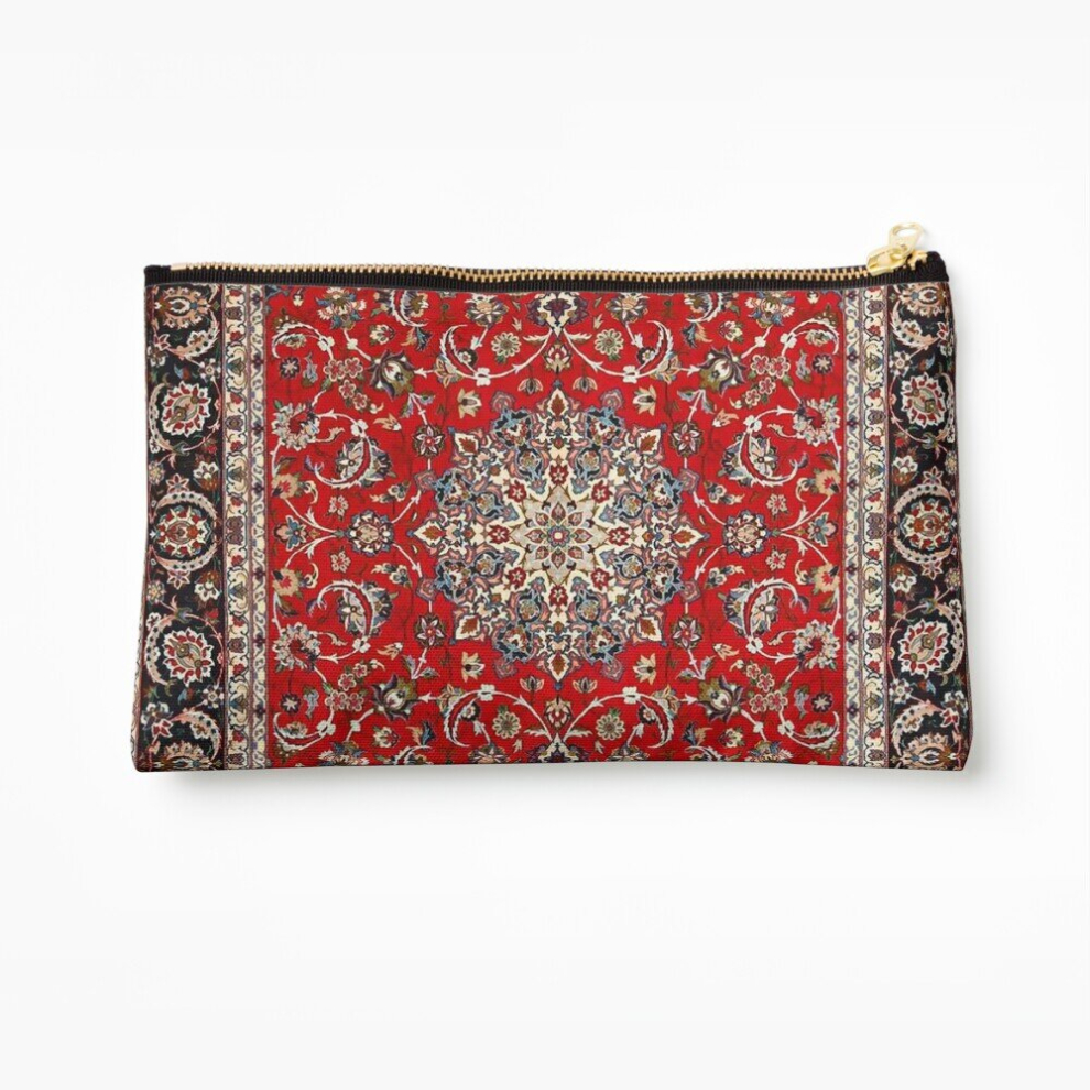 Whibos Makeup Bag Fine Silk Wool Isfahan Persian Rug Print Cosmetic Organizer Tyvek Paper Bags Zipper Pouch