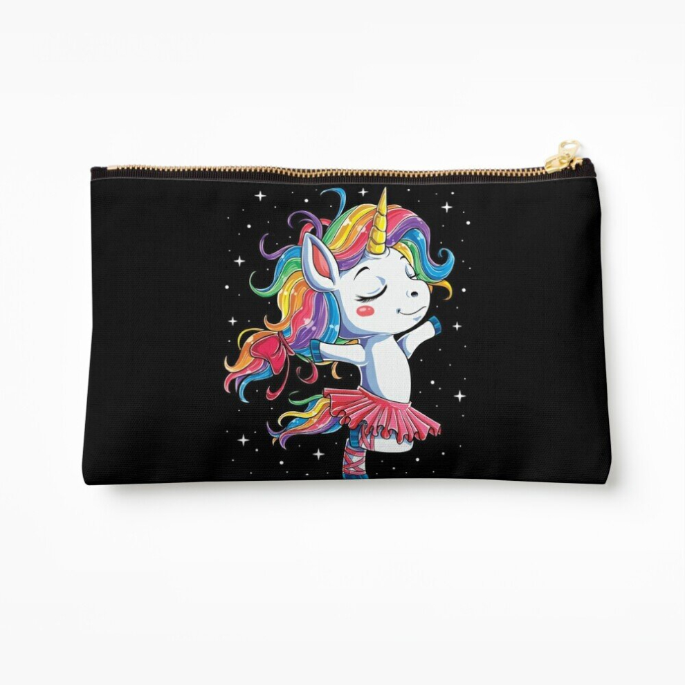 Whibos Makeup Bag Ballet Dancer Unicorn T Shirt Kids Girls Rainbow Ballerina Gifts Party Men Women Cosmetic Organizer Tyvek Paper Bags Zipper Pouch
