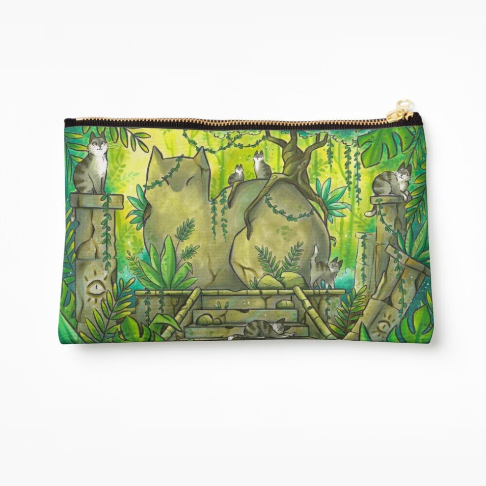 Whibos Makeup Bag Jungle Cat Ruins Cosmetic Organizer Tyvek Paper Bags Zipper Pouch