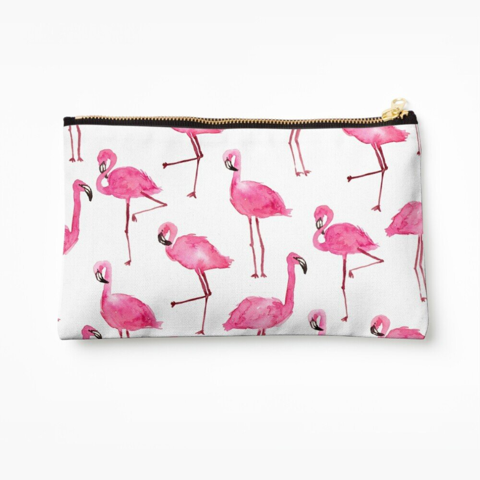 Whibos Pink Makeup Bag Flamingos Cosmetic Organizer Tyvek Paper Bags Zipper Pouch