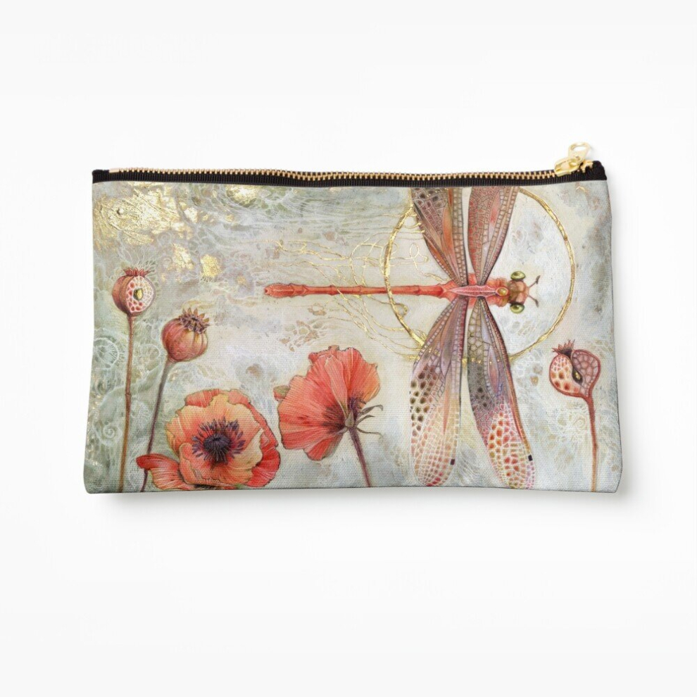 Whibos Red Makeup Bag Jewel Damselfly Cosmetic Organizer Tyvek Paper Bags Zipper Pouch