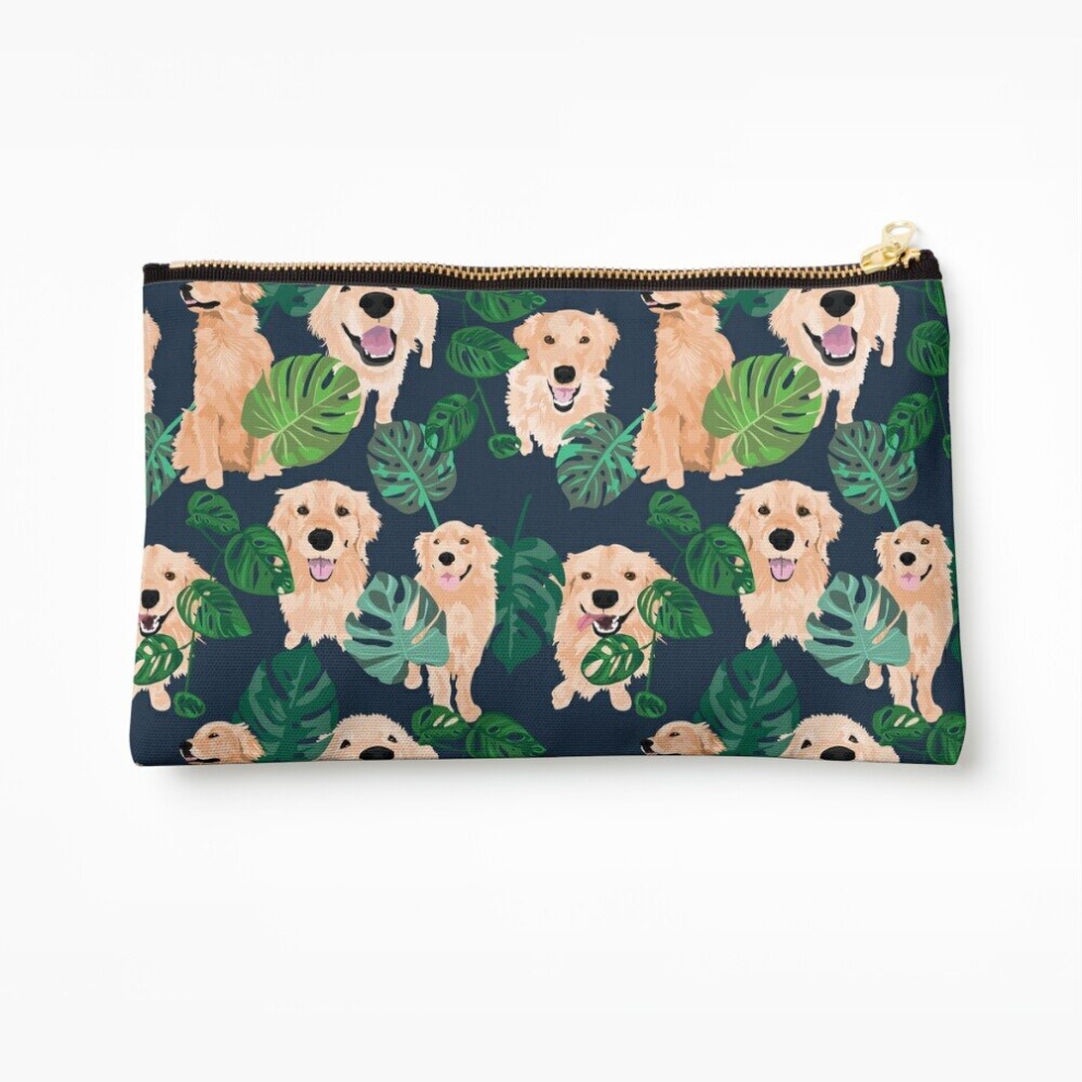 Whibos Golden Makeup Bag Retrievers Tropical Cosmetic Organizer Tyvek Paper Bags Zipper Pouch