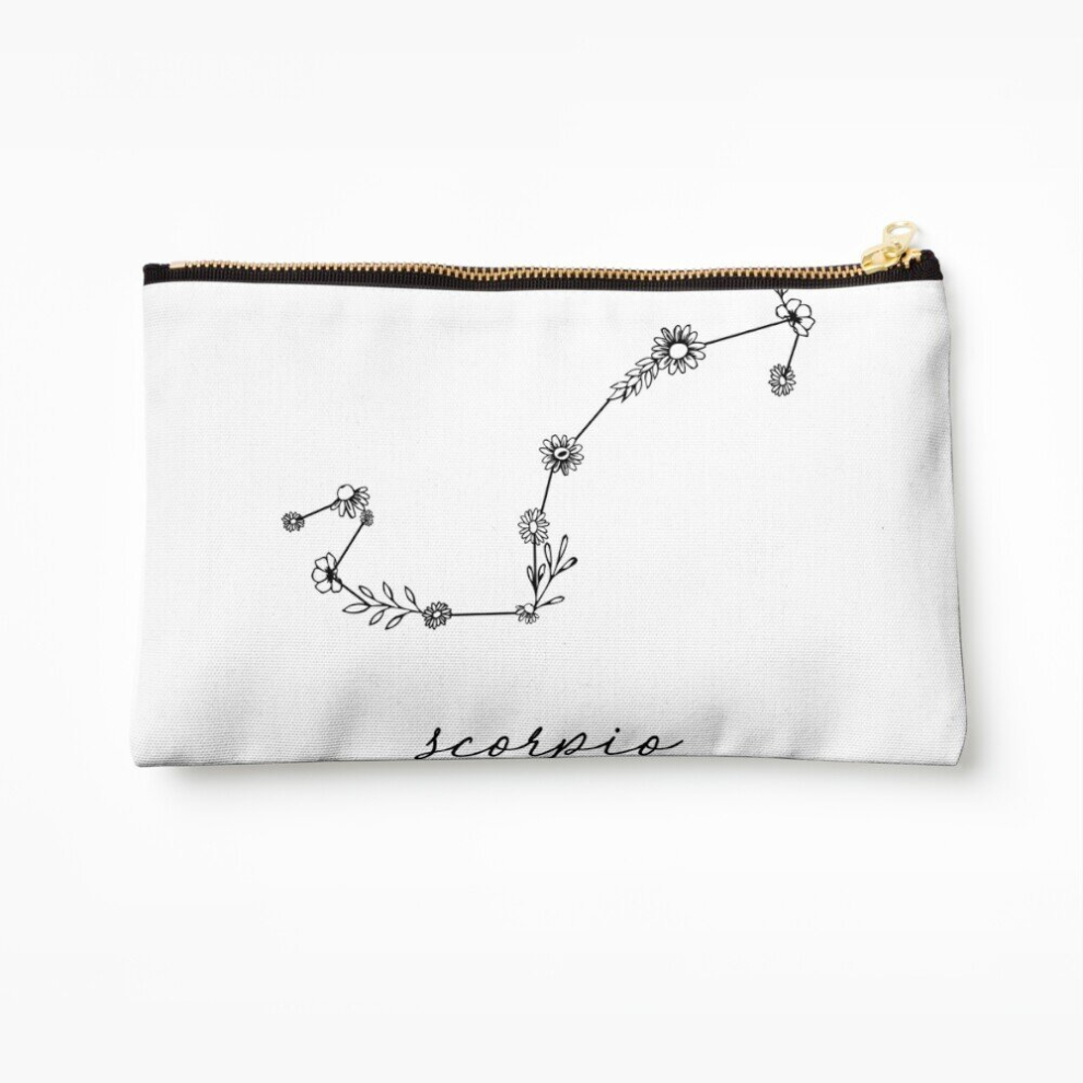 Whibos Makeup Bag Scorpio Zodiac Wildflower Constellation Cosmetic Organizer Tyvek Paper Bags Zipper Pouch