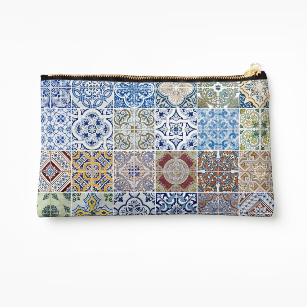Whibos Makeup Bag Set Of 48 Ceramic Tiles Patterns Cosmetic Organizer Tyvek Paper Bags Zipper Pouch