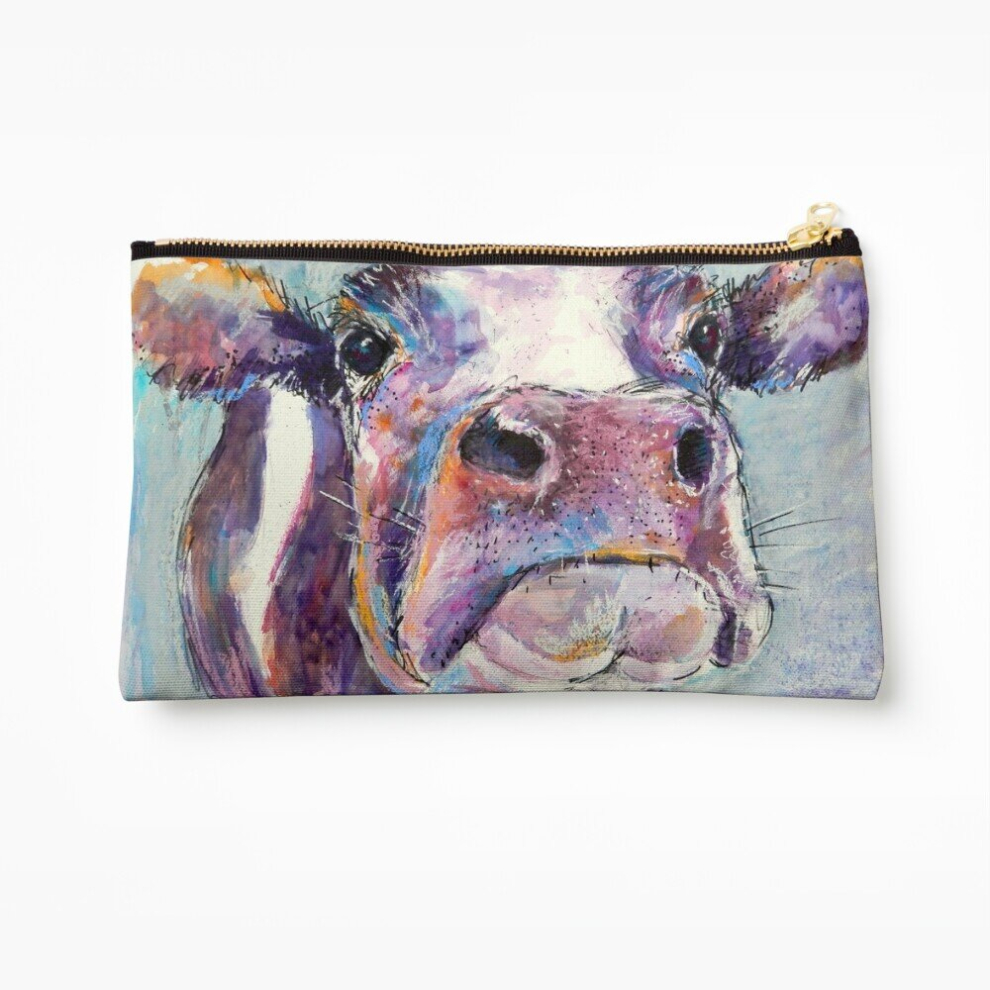 Whibos Purple Makeup Bag Cow Cosmetic Organizer Tyvek Paper Bags Zipper Pouch