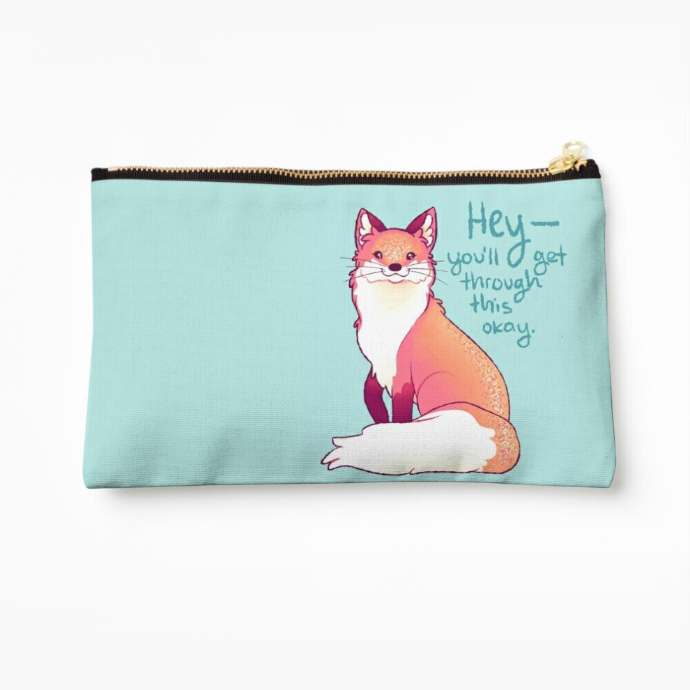 Whibos Makeup Bag "Hey, You'll Get Through This Okay" Magical Sparkle Fox Cosmetic Organizer Tyvek Paper Bags Zipper Pouch
