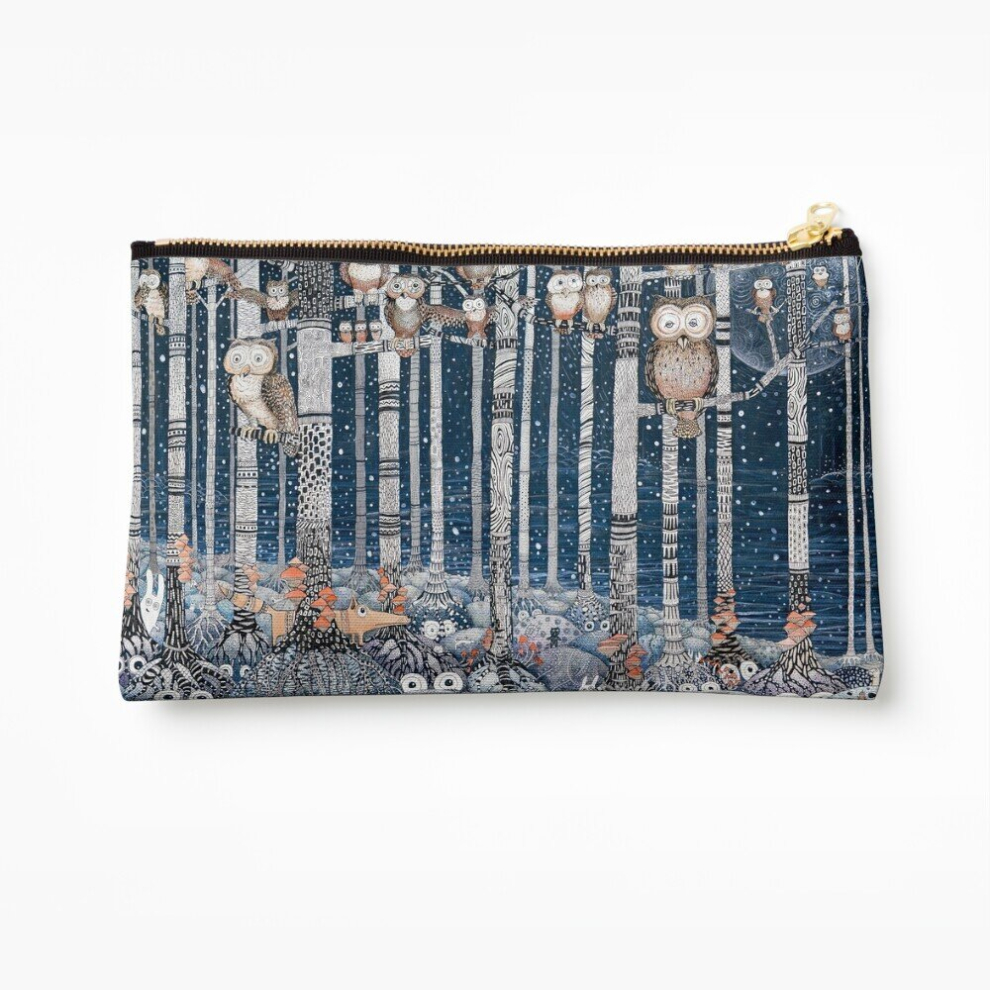 Whibos Makeup Bag Owl Forest Cosmetic Organizer Tyvek Paper Bags Zipper Pouch