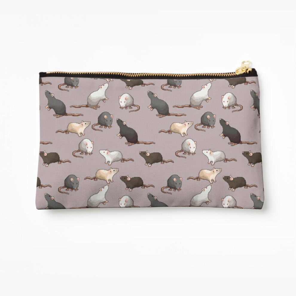 Whibos Makeup Bag Pixel Rats On Repeat Cosmetic Organizer Tyvek Paper Bags Zipper Pouch